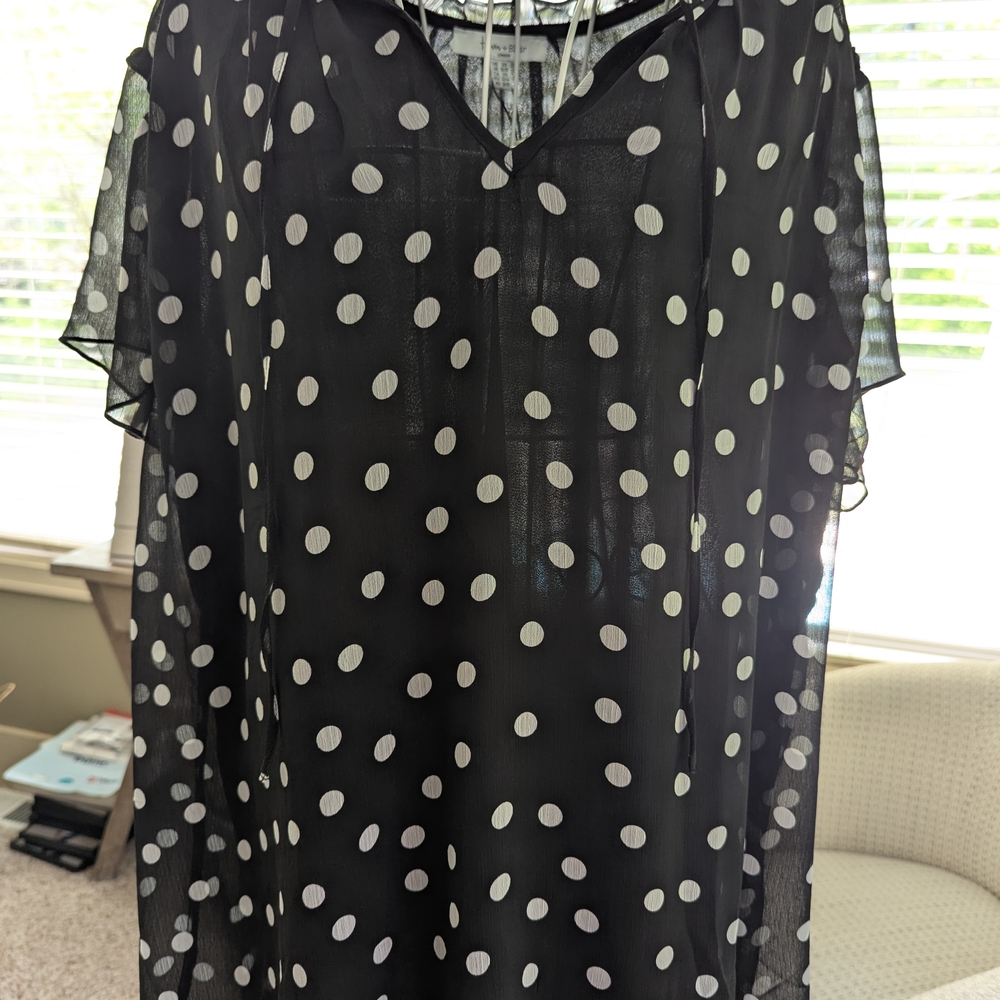 Black Polka Dot Sheer Blouse